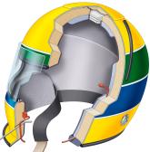 A cutaway of an advanced F1 helmet