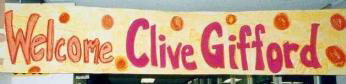 a school's welcome banner for Clive